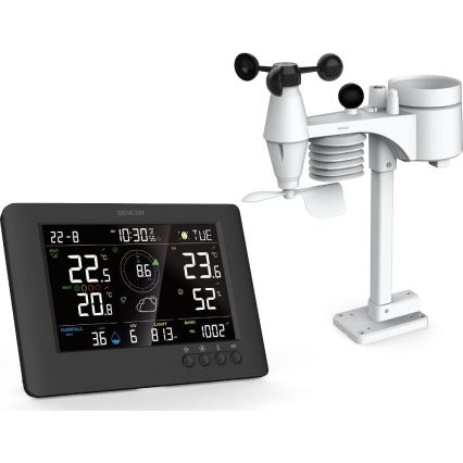 Sencor - Professioneel weerstation met kleuren LCD-scherm en wekker 5V/1xCR2032 + 3xAA