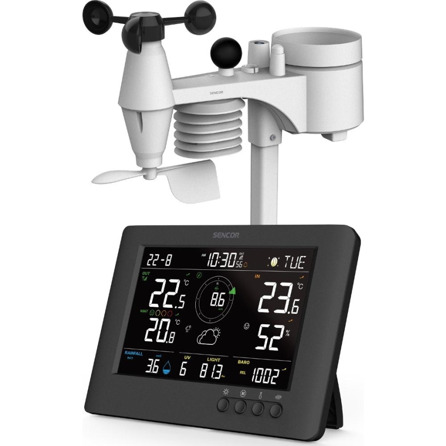 Sencor - Professioneel weerstation met kleuren LCD-scherm en wekker 5V/1xCR2032 + 3xAA