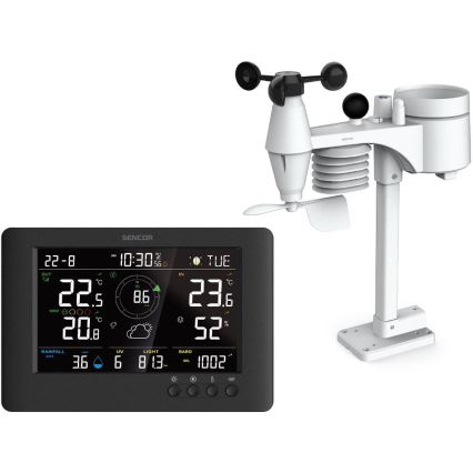 Sencor - Professioneel weerstation met kleuren LCD-scherm en wekker 5V/1xCR2032 + 3xAA