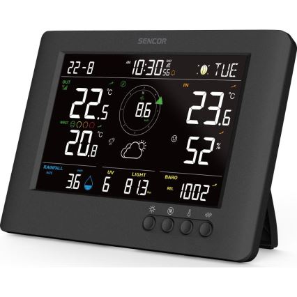 Sencor - Professioneel weerstation met kleuren LCD-scherm en wekker 5V/1xCR2032 + 3xAA