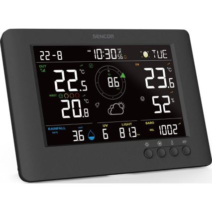 Sencor - Professioneel weerstation met kleuren LCD-scherm en wekker 5V/1xCR2032 + 3xAA