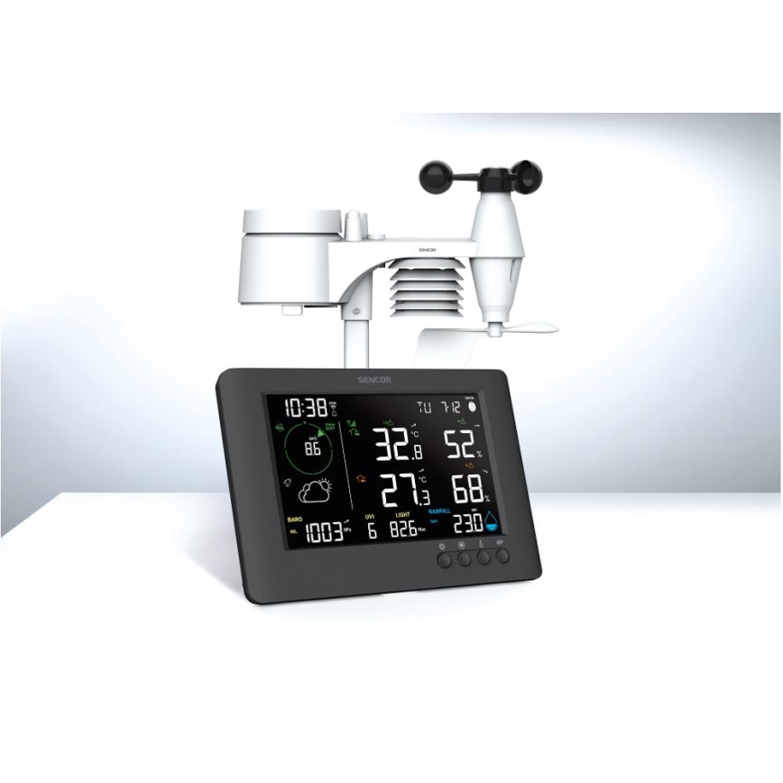Sencor - Professioneel weerstation met kleurenscherm LCD en wekker 5V/1xCR2032 + 3xAA Wi-Fi
