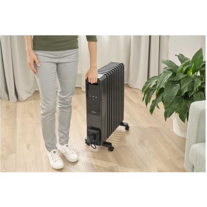 Sencor - Radiateur à bain d'huile 11 éléments 1000/1200/2400W/230V Wi-Fi noir