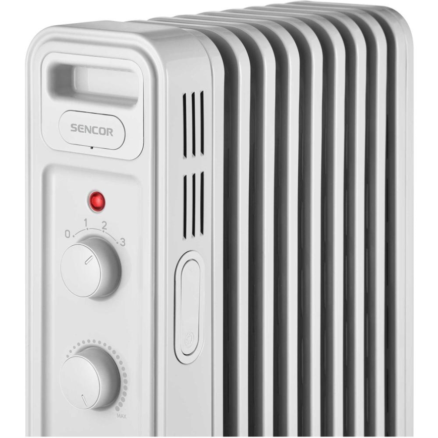Sencor - Radiateur à bain d'huile 9 éléments, 800/1200/2000 W, 230 V, blanc