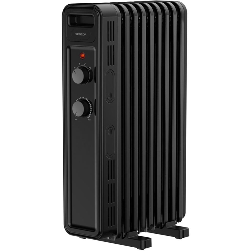 Sencor - Radiateur à bain d'huile avec 9 ailettes 800/1200/2000W/230V noir