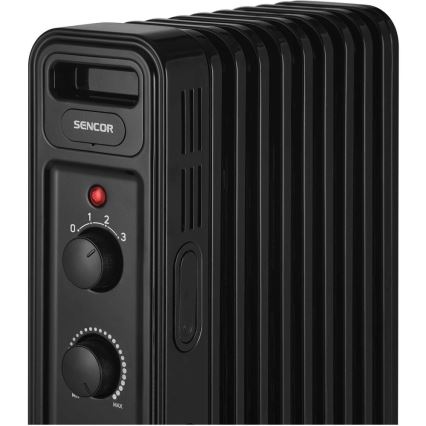 Sencor - Radiateur à bain d'huile avec 9 ailettes 800/1200/2000W/230V noir