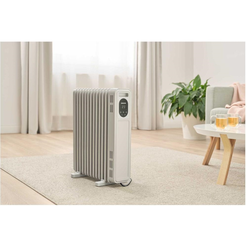 Sencor - Radiateur à bain d'huile 13 éléments 1000/2500W/230V blanc + télécommande