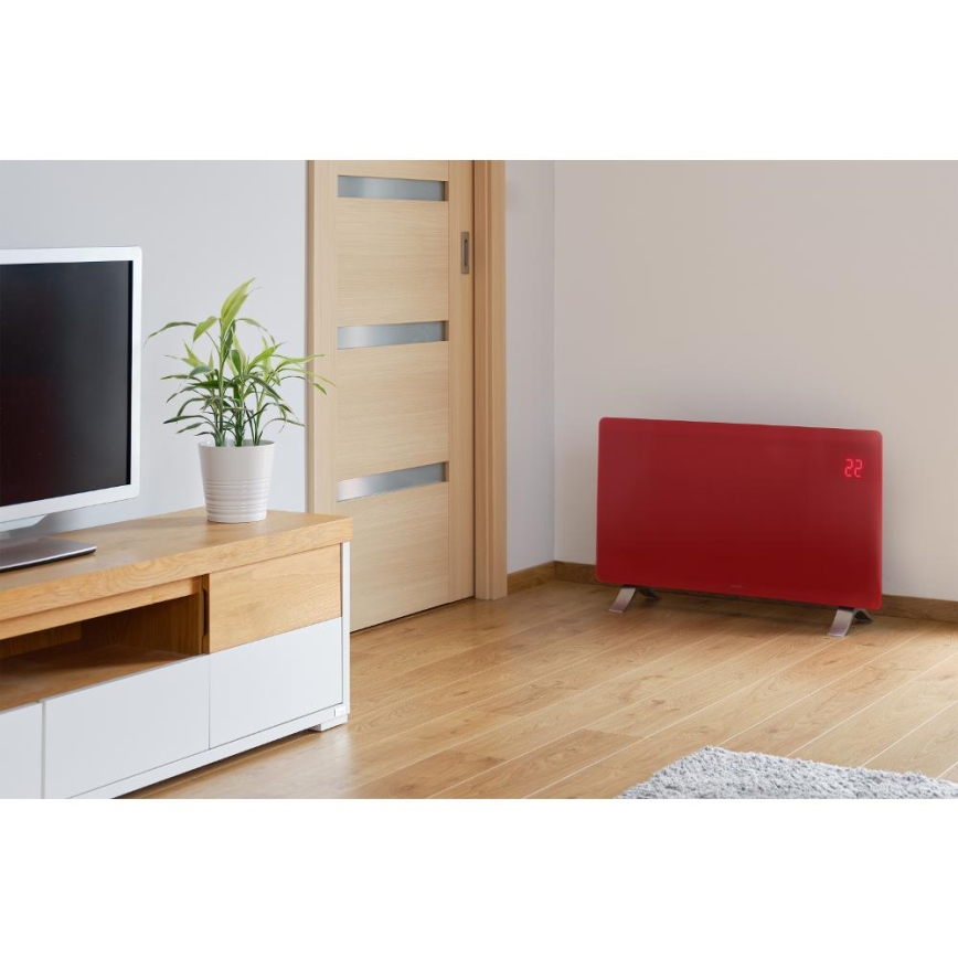 Sencor - Radiateur/convecteur électrique intelligent 1200/2400W/230V IP24 Wi-Fi rouge