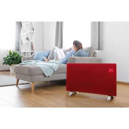 Sencor - Radiateur/convecteur électrique intelligent 1200/2400W/230V IP24 Wi-Fi rouge