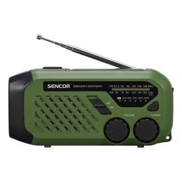 Sencor - Radio de camping avec panneau solaire et lampe LED 5V/2000 mAh IPX4 vert