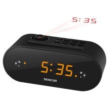 Sencor - Radio réveil avec écran LED et projecteur 5W/230V noir