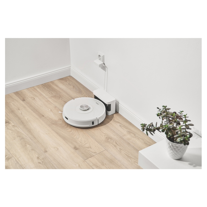 Sencor - Aspirateur robot 2 en 1 (aspiration + lavage) 50W/5000 mAh Wi-Fi blanc + télécommande