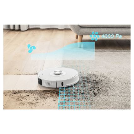 Sencor - Aspirateur robot 2 en 1 (aspiration + lavage) 50W/5000 mAh Wi-Fi blanc + télécommande