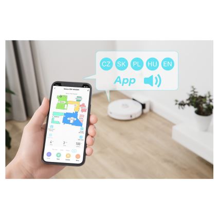 Sencor - Aspirateur robot 2 en 1 (aspiration + lavage) 50W/5000 mAh Wi-Fi blanc + télécommande