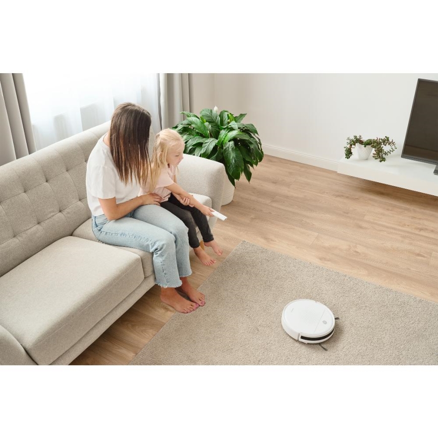 Sencor - Robotstofzuiger met dweilfunctie 2-in-1 18W/1500 mAh wit + afstandsbediening