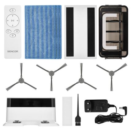 Sencor - Robotstofzuiger met dweilfunctie 2-in-1 18W/1500 mAh wit + afstandsbediening