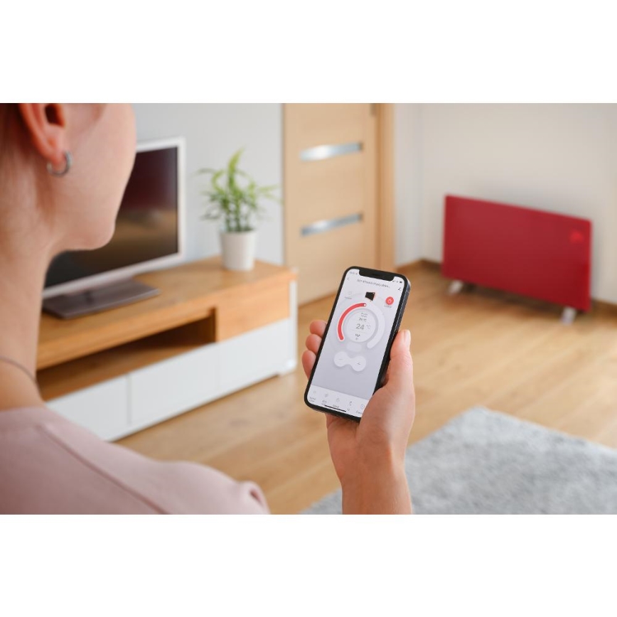 Sencor - Slimme elektrische convectorkachel/ruimteverwarmer 1200/2400W/230V IP24 Wi-Fi rood