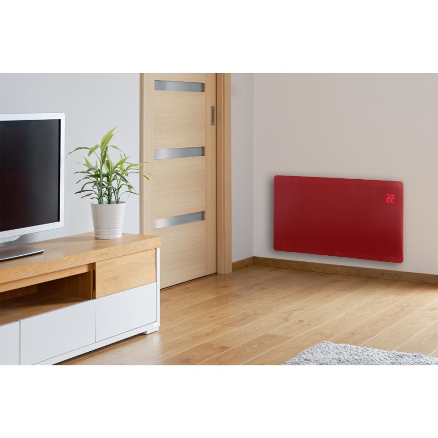 Sencor - Slimme elektrische convectorkachel/ruimteverwarmer 1200/2400W/230V IP24 Wi-Fi rood