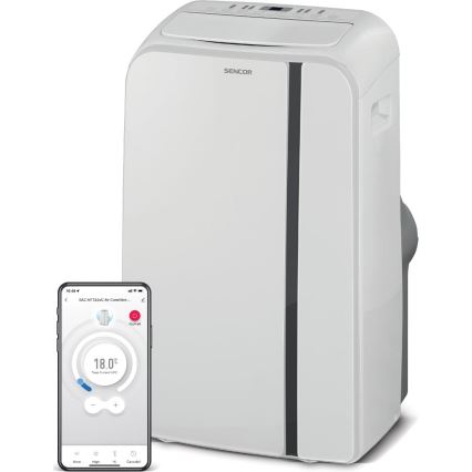 Sencor - Slimme mobiele airco 3in1 inclusief complete accessoires 1450W/230V 12000 BTU Wi-Fi wit + afstandsbediening