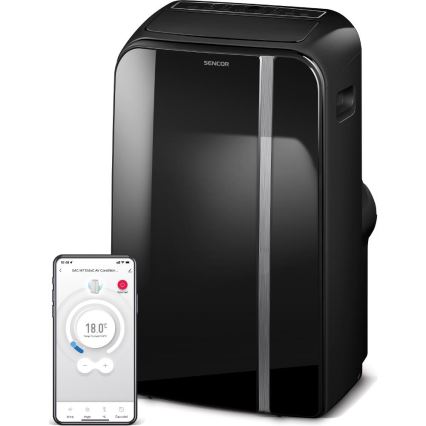 Sencor - Slimme mobiele airco 3in1 inclusief complete accessoires 1450W/230V 12000 BTU Wi-Fi zwart + afstandsbediening