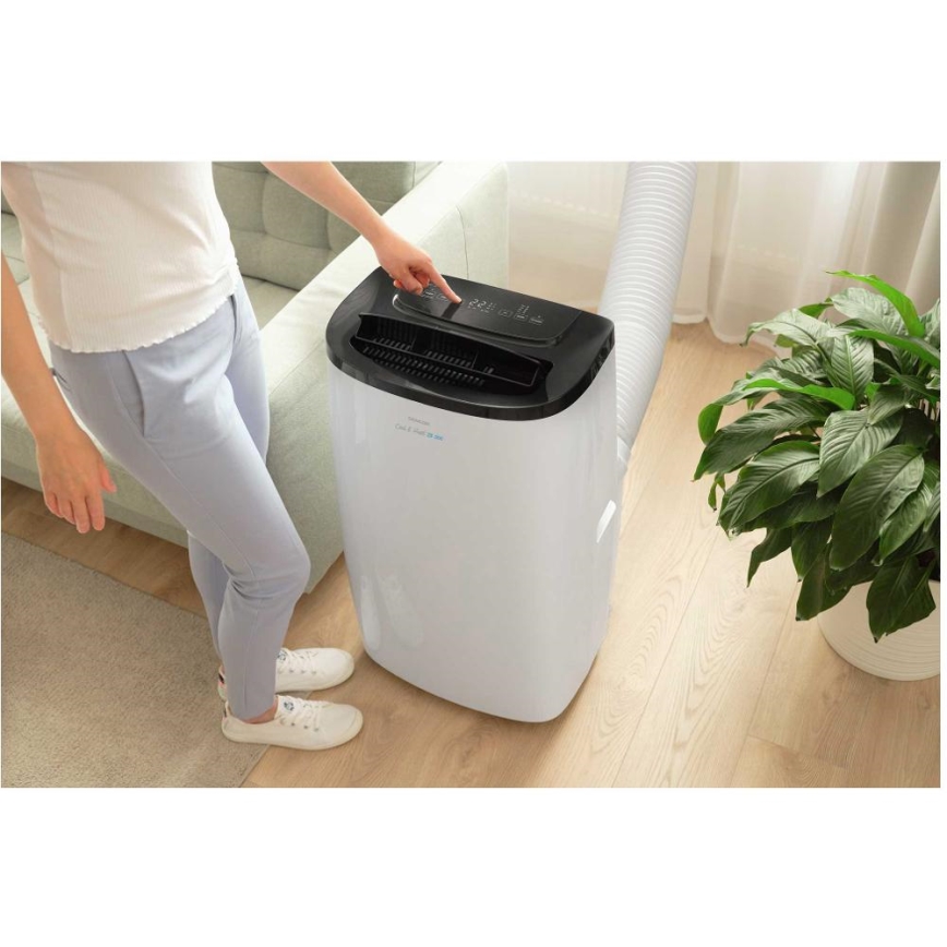 Sencor - Slimme mobiele airconditioner 4-in-1 inclusief complete accessoires 1750W/230V 18000 BTU Wi-Fi wit + afstandsbediening