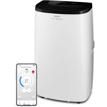 Sencor - Slimme mobiele airconditioner 4-in-1 inclusief complete accessoires 1750W/230V 18000 BTU Wi-Fi wit + afstandsbediening