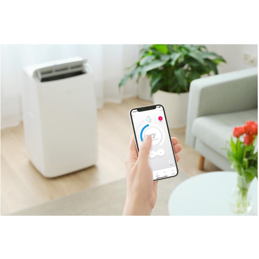Sencor - Slimme mobiele airconditioner 5-in-1 inclusief complete accessoires 733W/230V 9000 BTU Wi-Fi wit + afstandsbediening