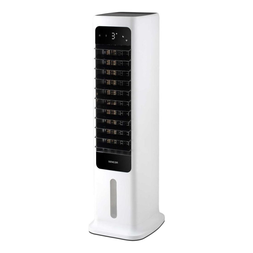 Sencor - Slimme mobiele luchtkoeler 60W/230V Wi-Fi wit + afstandsbediening