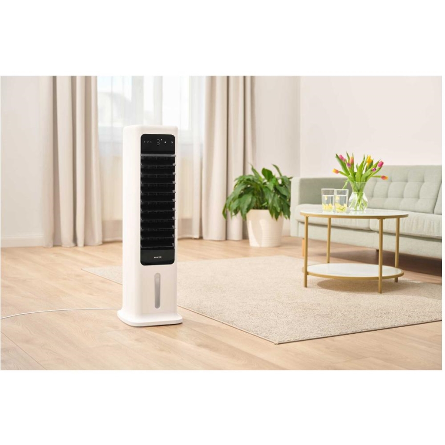 Sencor - Slimme mobiele luchtkoeler 60W/230V Wi-Fi wit + afstandsbediening