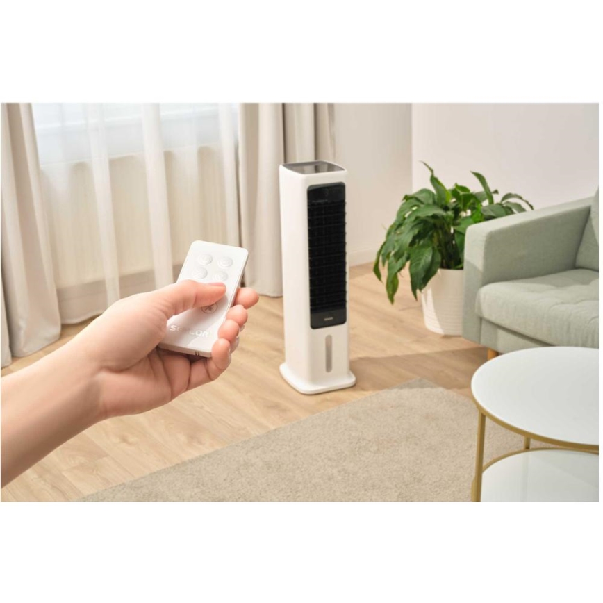 Sencor - Slimme mobiele luchtkoeler 60W/230V Wi-Fi wit + afstandsbediening