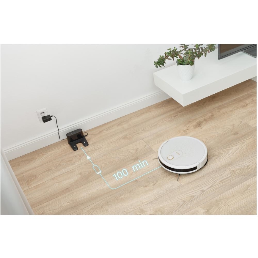 Sencor - Slimme robotstofzuiger met dweilfunctie 2-in-1 28W/2600 mAh Wi-Fi wit + afstandsbediening