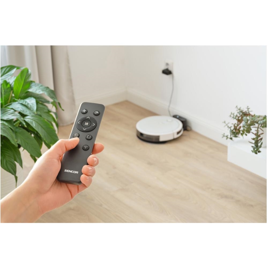 Sencor - Slimme robotstofzuiger met dweilfunctie 2-in-1 28W/2600 mAh Wi-Fi wit + afstandsbediening