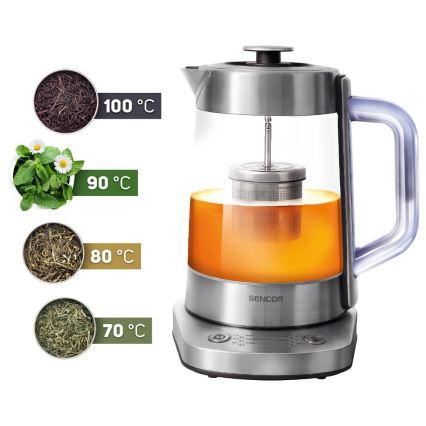 Sencor - Snelle waterkoker met temperatuurregeling 1,5 l 1500W/230V RVS