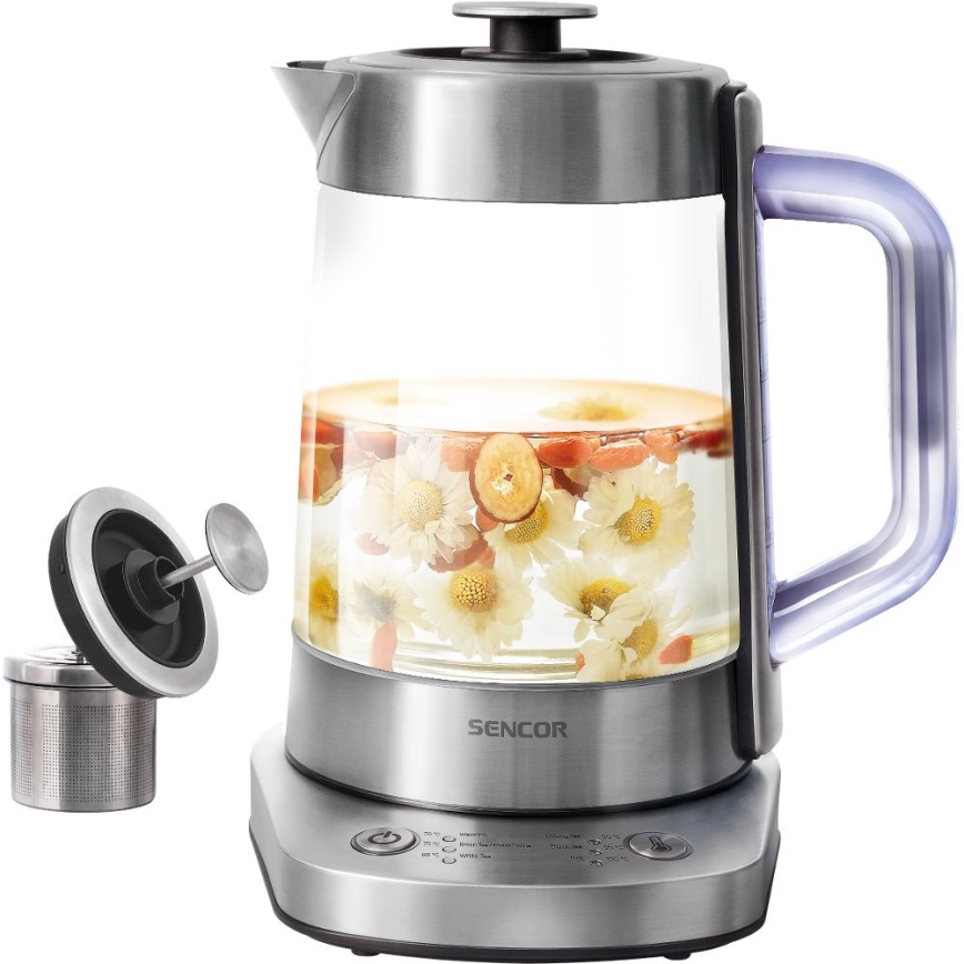 Sencor - Snelle waterkoker met temperatuurregeling 1,5 l 1500W/230V RVS
