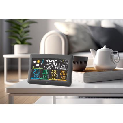 Sencor - Station météo avec écran LCD couleur + 3 capteurs 3xAA + 6xAA, noire
