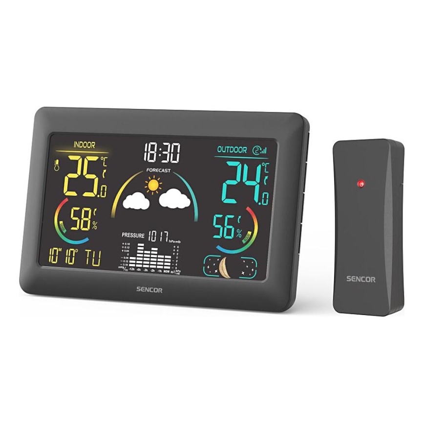 Sencor - Station météo avec écran LCD couleur et réveil 5V 3xAA + 2xAA