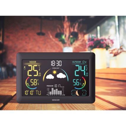 Sencor - Station météo avec écran LCD couleur et réveil 5V 3xAA + 2xAA