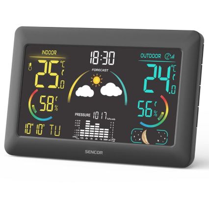 Sencor - Station météo avec écran LCD couleur et réveil 5V 3xAA + 2xAA