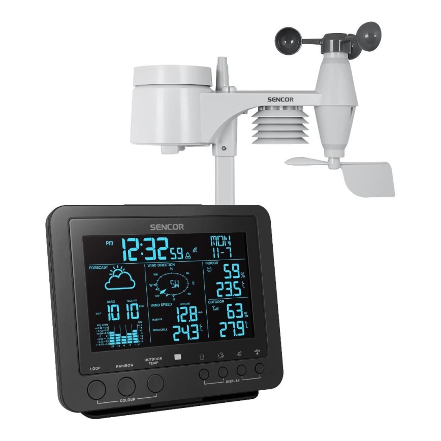 Sencor - Station météo professionnelle avec écran couleur LCD 5V/1xCR2032 + 3xAA