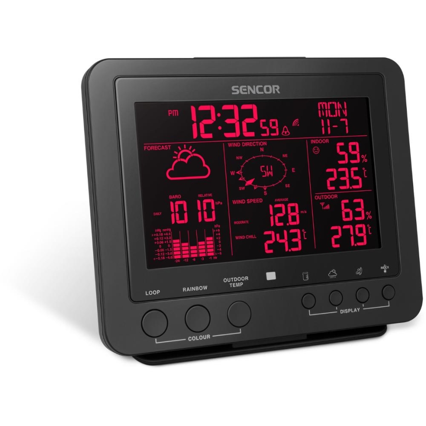 Sencor - Station météo professionnelle avec écran couleur LCD 5V/1xCR2032 + 3xAA