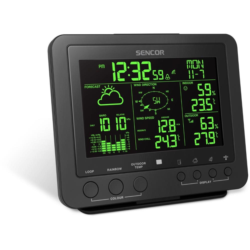 Sencor - Station météo professionnelle avec écran couleur LCD 5V/1xCR2032 + 3xAA