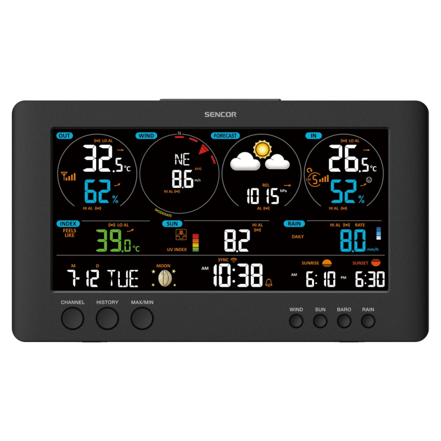 Sencor - Station météo professionnelle avec écran LCD couleur 1xCR2032  Wi-Fi