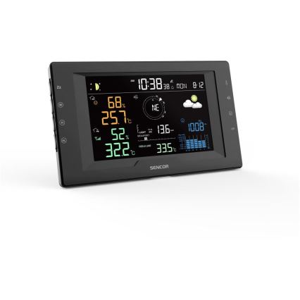 Sencor - Station météo professionnelle avec écran LCD couleur et réveil, alimentation 5V/1xCR2032 + 3xAA