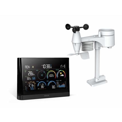 Sencor - Station météo professionnelle avec écran couleur LCD et réveil 5V/3xAAA + 3xAA