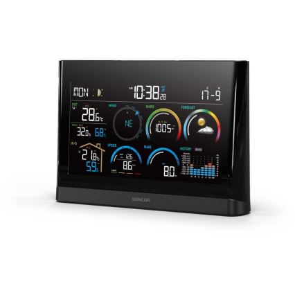 Sencor - Station météo professionnelle avec écran couleur LCD et réveil 5V/3xAAA + 3xAA