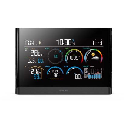 Sencor - Station météo professionnelle avec écran couleur LCD et réveil 5V/3xAAA + 3xAA