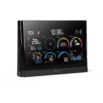 Sencor - Station météo professionnelle avec écran couleur LCD et réveil 5V/3xAAA + 3xAA