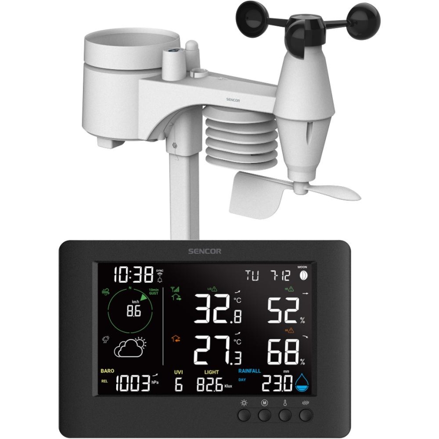 Sencor - Station météo professionnelle avec écran LCD couleur et réveil 5V/1xCR2032 + 3xAA Wi-Fi
