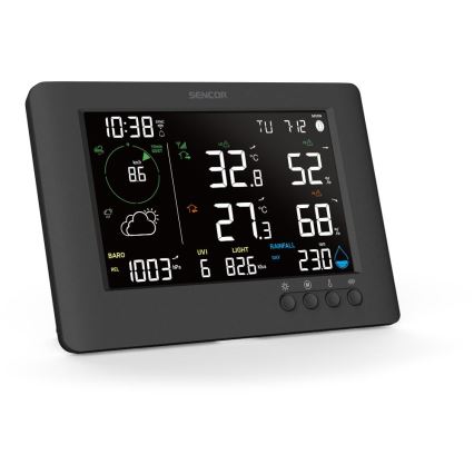 Sencor - Station météo professionnelle avec écran LCD couleur et réveil 5V/1xCR2032 + 3xAA Wi-Fi