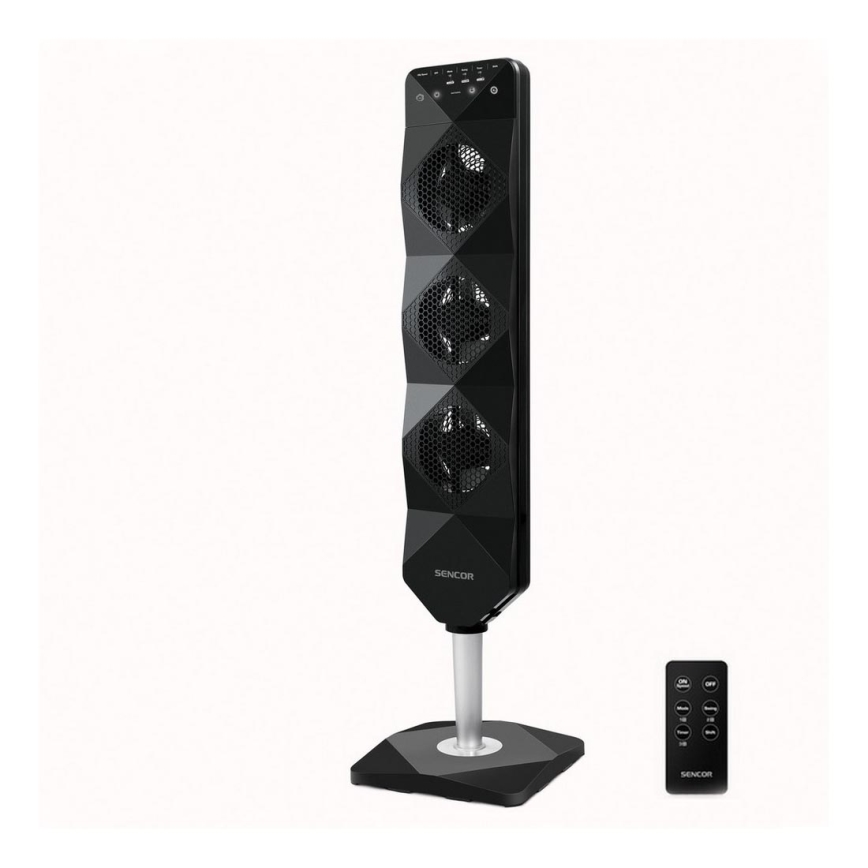 Sencor - UltraThin staande ventilator 90W/230V zwart + afstandsbediening